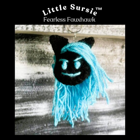 Handmade Accessories - Handmade Crocheted Aqua Blue Fauxhawk Amigurumi Purse Charm Keychain